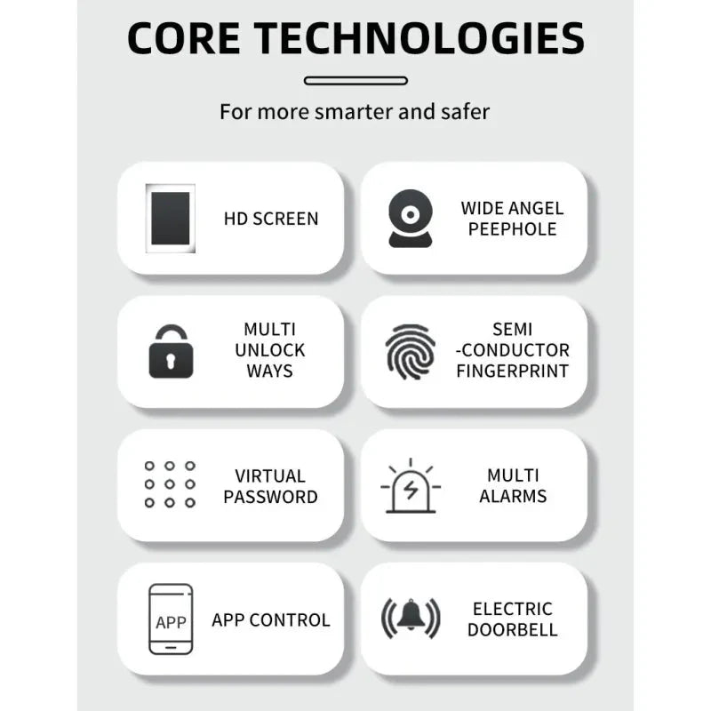 Cat Eye Camera Smart Fingerprint Password Timber Door Lock Anti Spier