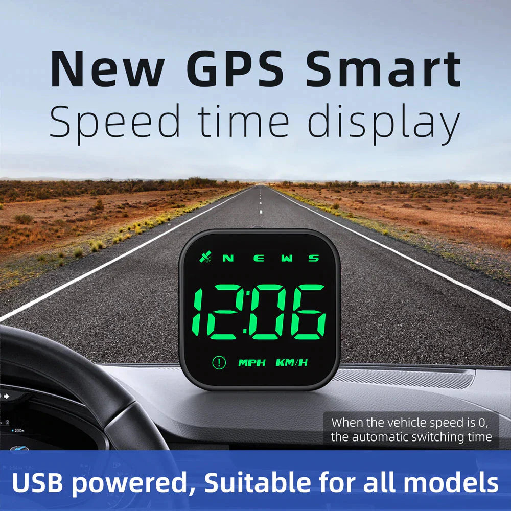 Digital Car HUD GPS Speedometer Head Up Display MPH KMH Compass Overspeed Alarm Anti Spier