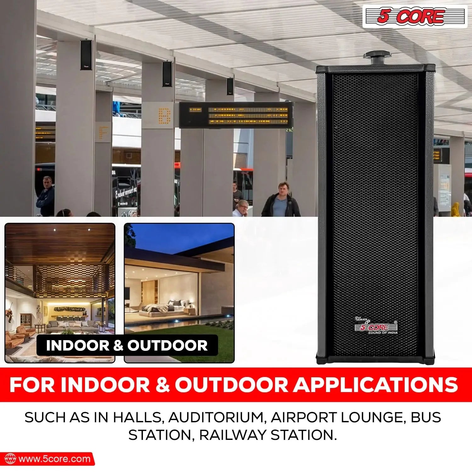 5Core Outdoor Speakers Stereo In Wall 100W Peak Passive Home Audio System Anti Spier