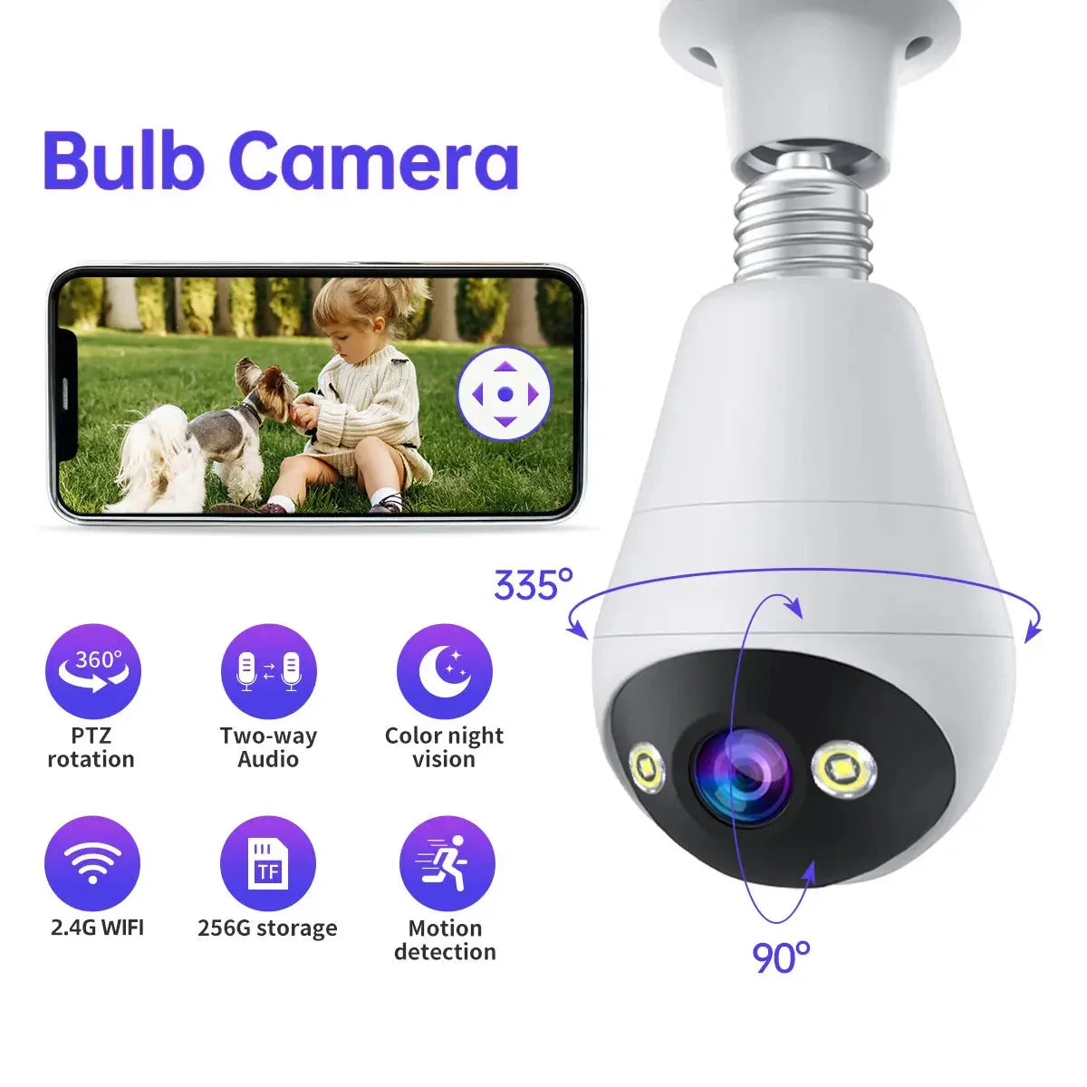 WiFi Bulb Camera with Night Vision Anti Spier