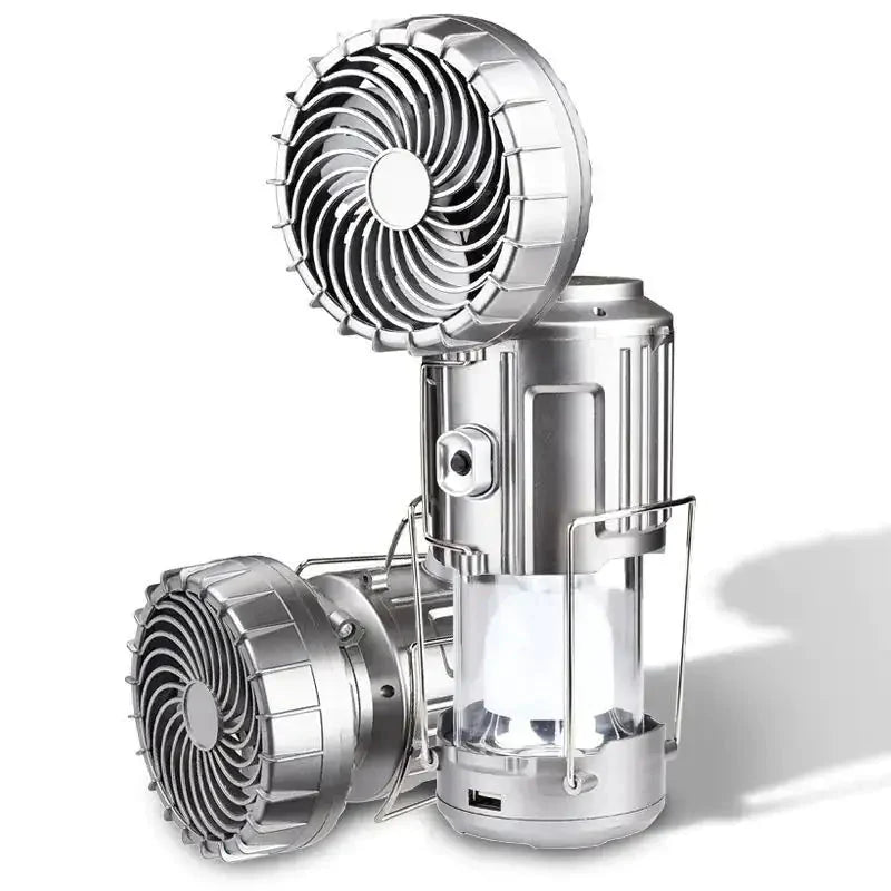 Portable Outdoor Solar LED Lights Waterproof Lantern with Fan Anti Spier