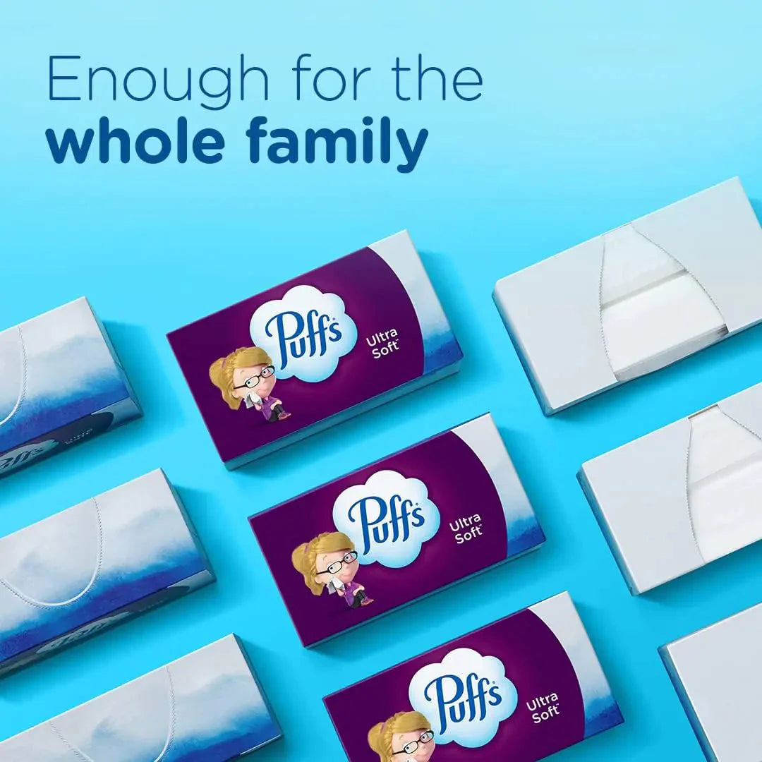 Puffs Ultra Soft Non-Lotion Facial Tissue, 8 Family Boxes, 124 Facial Tissues per Box 124 Count (Pack of 8) Anti Spier