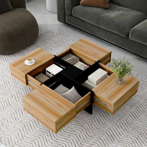 Unique Design Coffee Table With 4 Hidden Storage Compartments Anti Spier