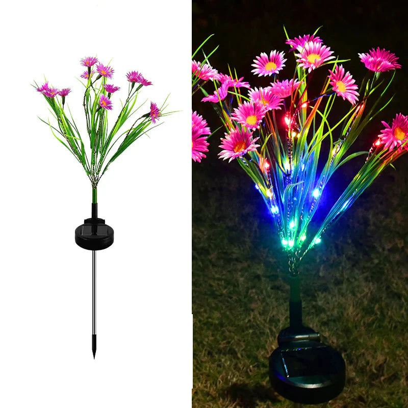 Solar Garden Lights LED Flower Stake Lamp Outdoor Yard Waterproof Patio Decor Anti Spier