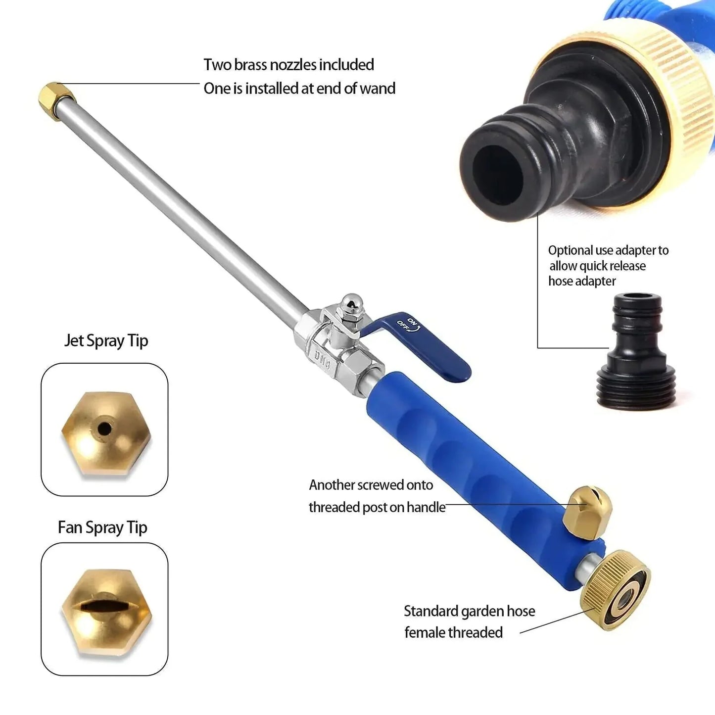 High Pressure Power Washer Water Spray Gun Nozzle Wand Attachment Garden Hose Anti Spier