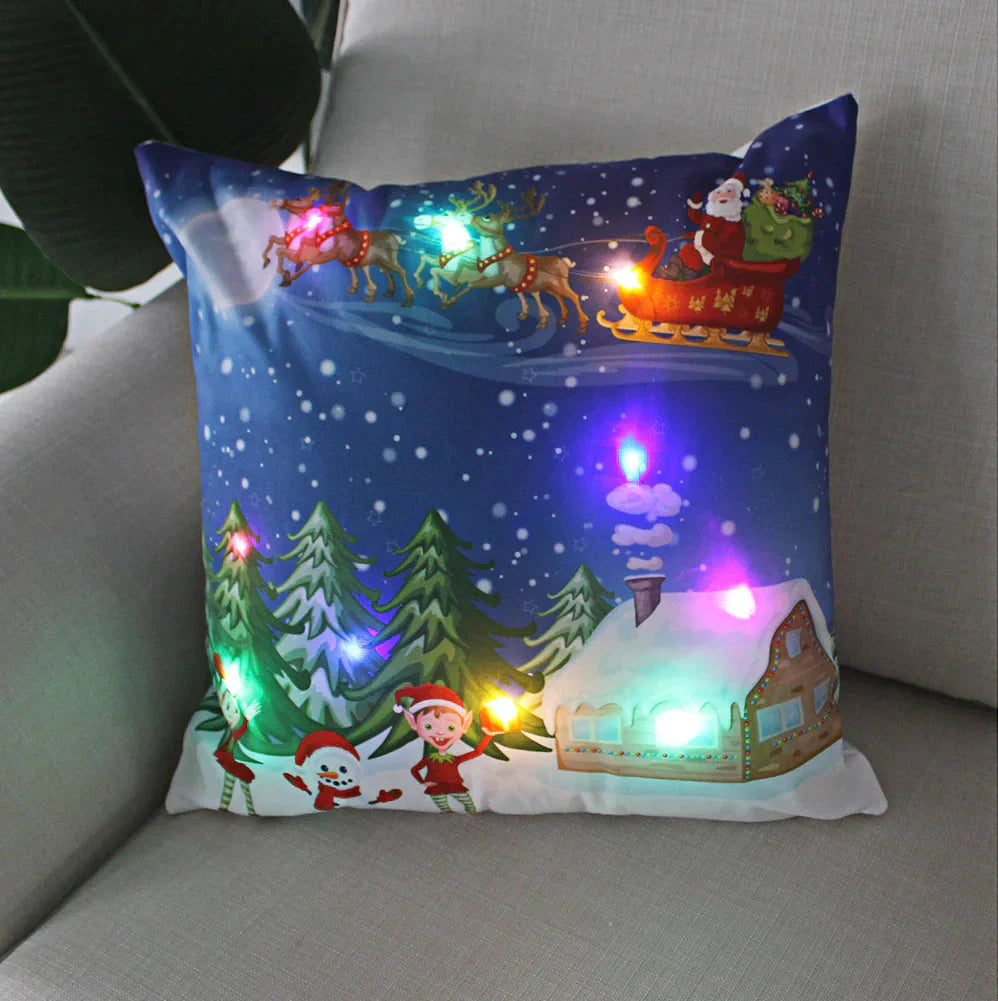 Super Soft Plush Christmas LED Lantern Pillowcase Anti Spier