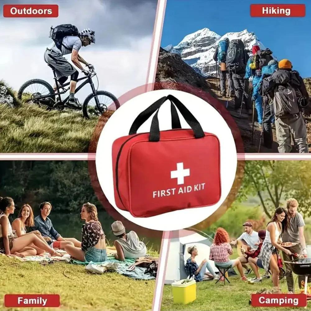 173pcs Large First Aid Kit: Portable Bag For Outdoor Hunting, Hiking, Camping And More - Including Emergency Supplies! Anti Spier