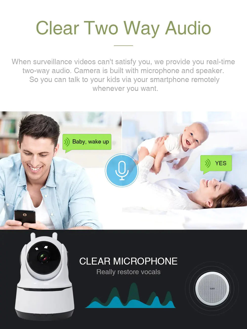 Wireless Security Camera 1080P Night Vision, Motion Detection, Activity Alert, Deterrent Alarm Anti Spier