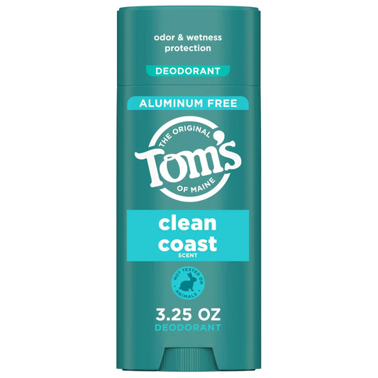 Tom’s of Maine Clean Coast Aluminum Free Natural Deodorant For Women & Men | Goes on Clear | Odor & Wetness Protection | Naturally Derived and Moisture-Locking Ingredients | 3.25 oz 3.25 Ounce (Pack of 1) Anti Spier