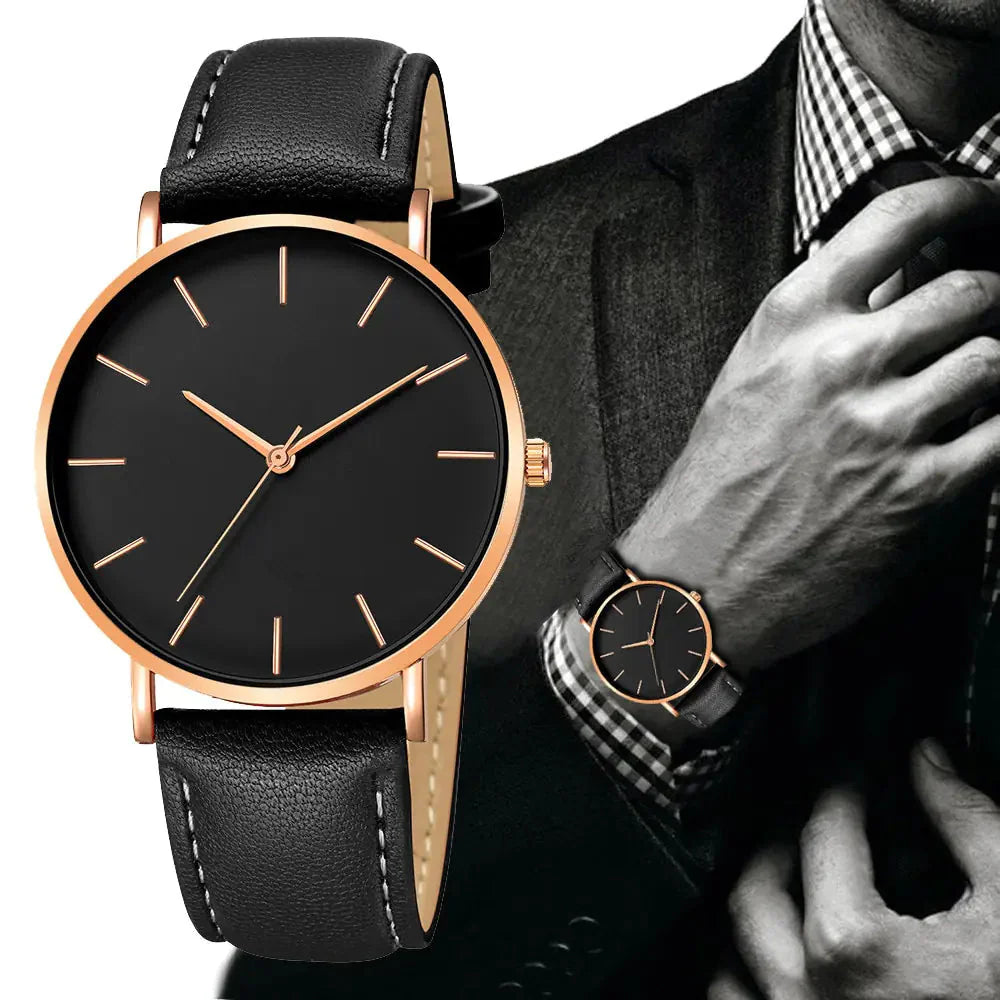 Simple Leather Men's Luxury Watches Anti Spier