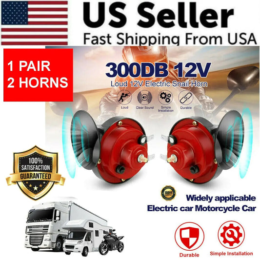 2PC 12V 300DB Super Loud Train Air Horn Waterproof Motorcycle Car Truck SUV Boat Anti Spier