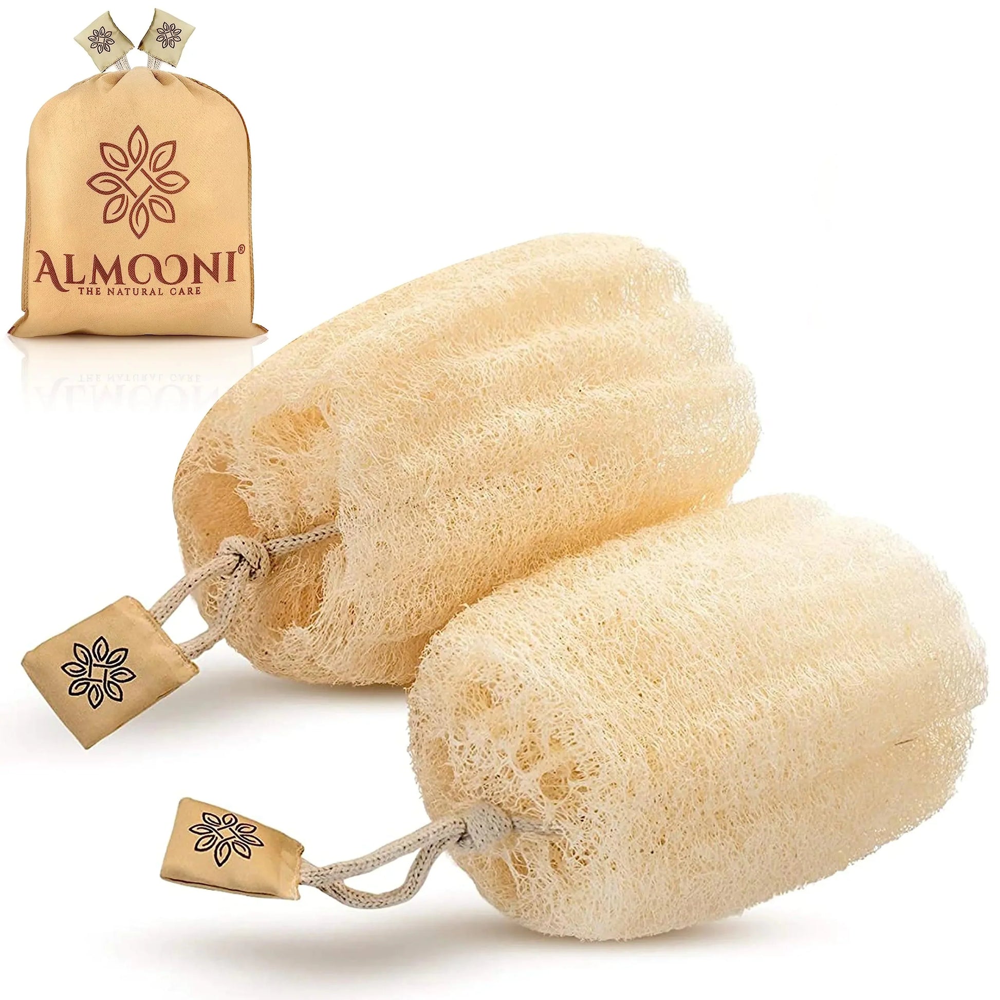 Almooni Egyptian Loofah Exfoliating Body Scrubber, Natural Real Egyptian Shower Loofah Sponge Body Scrubber for Women and Men, for Body and Face That Will Get You Clean - 2 Count (1 Pack) 2 Count (Pack of 1) Anti Spier