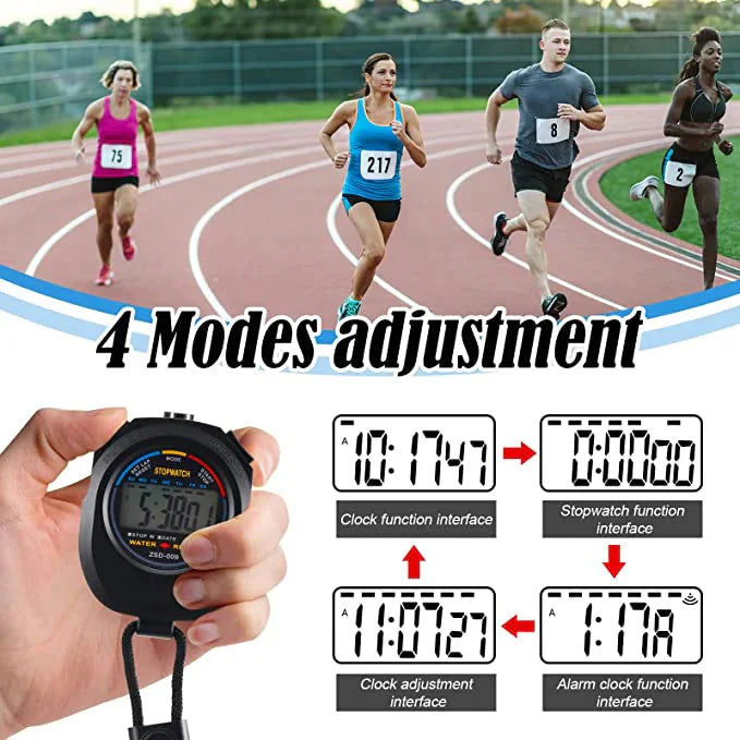 2PCS SET Digital Stopwatch Sports Counter Chronograph Date Timer Odometer Watch Anti Spier
