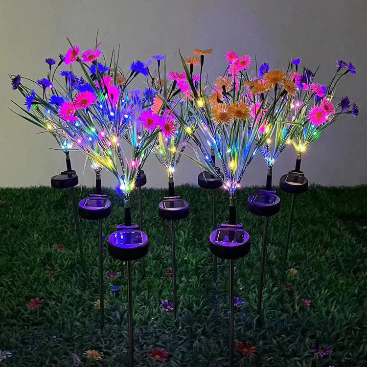 Solar Garden Lights LED Flower Stake Lamp Outdoor Yard Waterproof Patio Decor Anti Spier