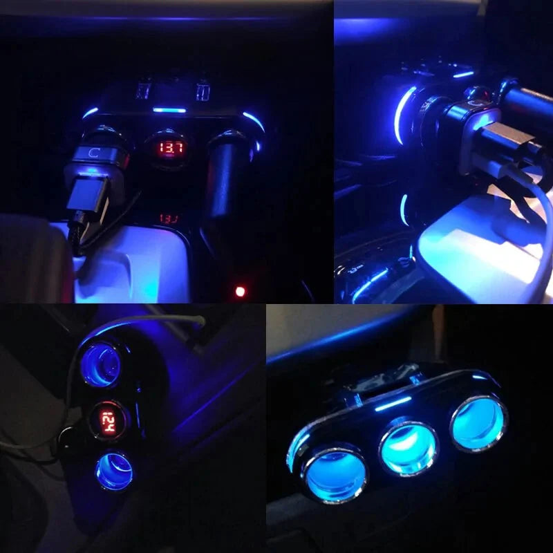 12V-24V Car splitter Cigarette Lighter Socket Plug Dual USB Charger Adapter Anti Spier