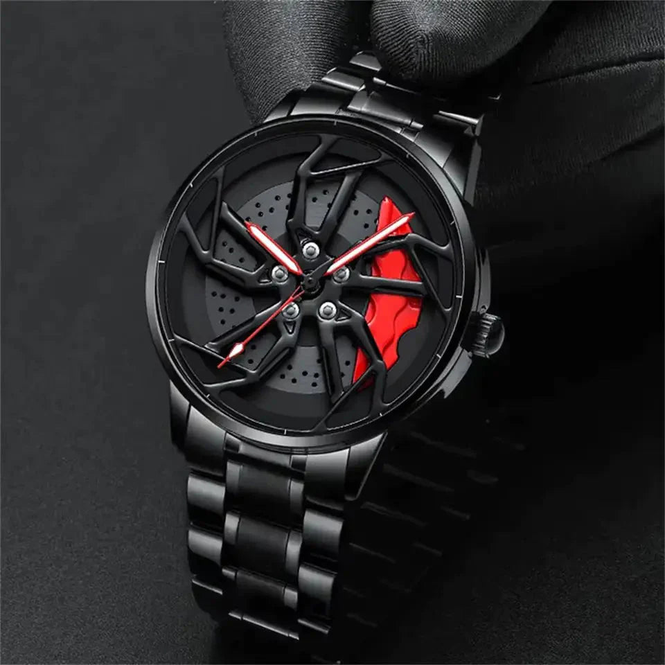 360° Rotating Car Wheel Men's Watch Anti Spier