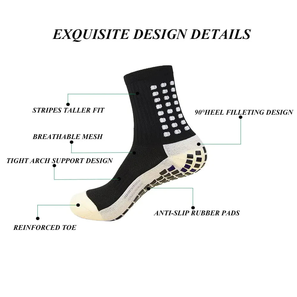 Men's Socks Soccer Non Skid Ball Socks Anti Slip Non Slip Pads for Football Basketball Sports Socks,4 Pair 6-11 1black1white Anti Spier