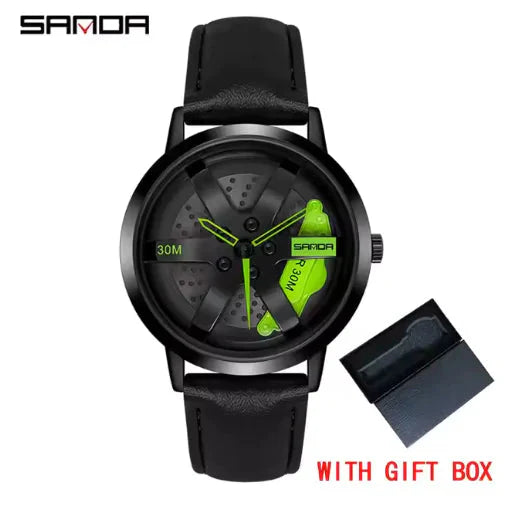 Men's 3D Car Wheel Sports Watch - Waterproof Quartz Anti Spier