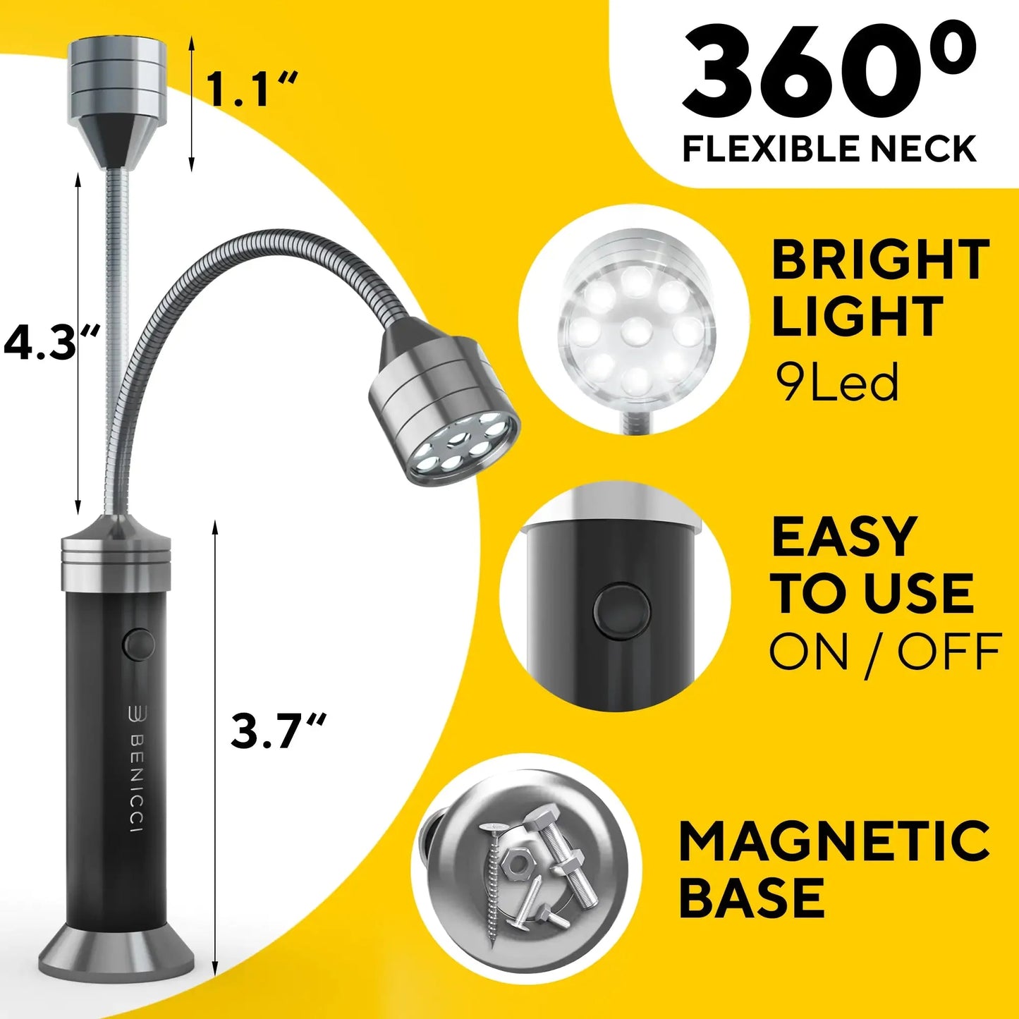 Flexible LED BBQ Grill Lights Set of 2 - The Perfect Grilling Accessories Light with 360-Degree Magnetic Base and Gooseneck - 100% Portable Anti Spier