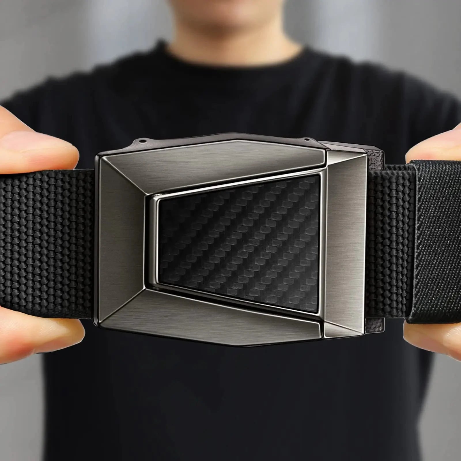 BULLIANT Tactical Belt for Men, Men Stretch Nylon Web Gift Belt 1.5"-Hiking Rigger Military Work-Quick Release Black2972 34"-38"Waist Adjustable Anti Spier