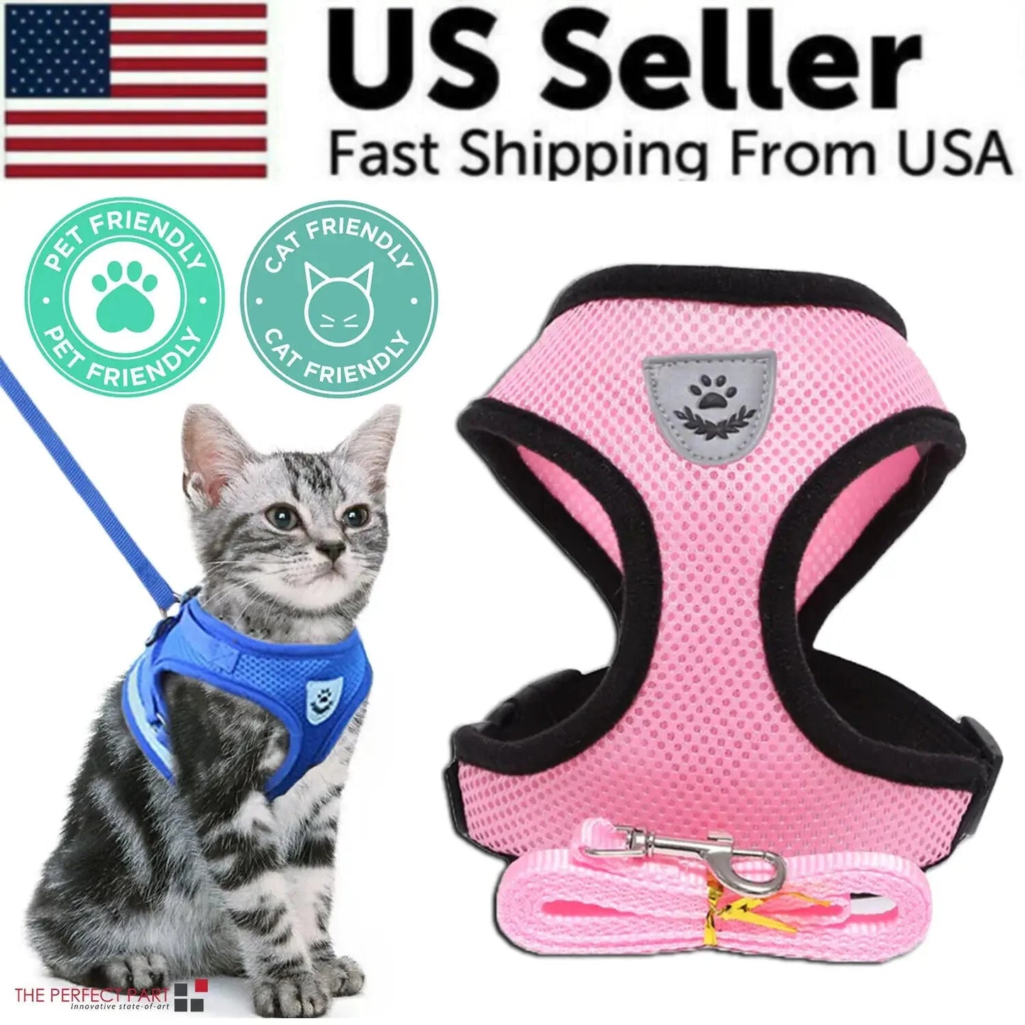 Cat Dog Pet Harness Adjustable Control Vest Dogs Reflective S M L XL Leash Anti Spier