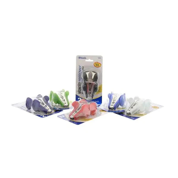 Claw Style Staples Remover w/ Safety Lock (2/Pack) - 1 Random Color Anti Spier