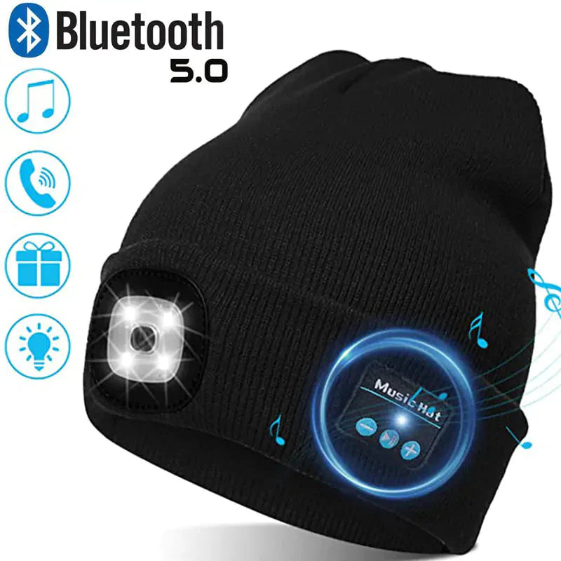 LED Hat With Stereo Headset Anti Spier