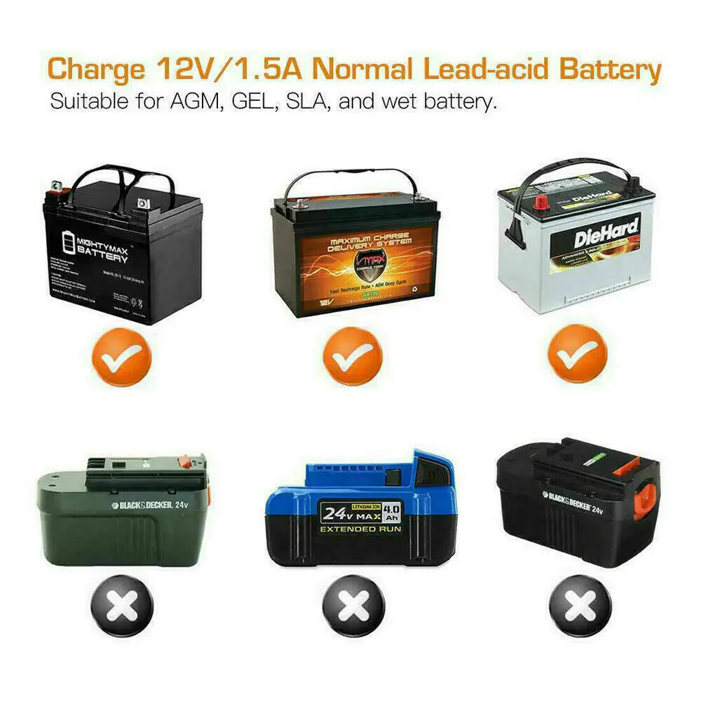 1500mAh Automatic Smart Battery Charger 12V Portable Car Auto Trickle Maintainer Anti Spier