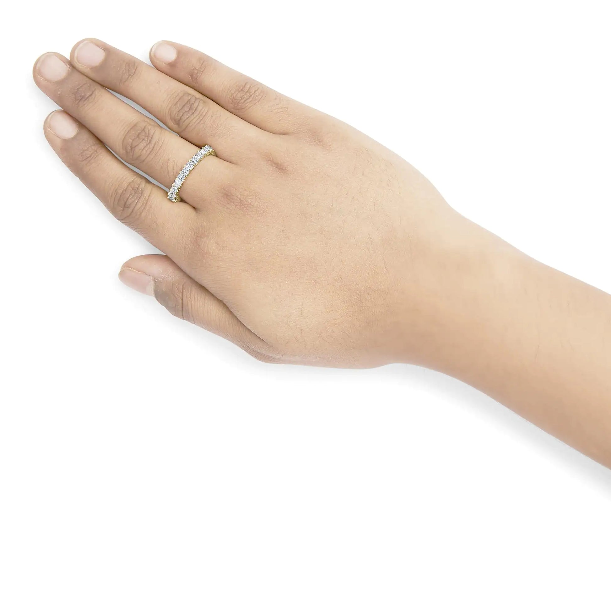 14K Yellow Gold 2.00 Cttw Shared Prong Set Princess Cut Diamond Eternity Band Ring (J-K Color, SI1-SI2 Clarity) - Ring Size 7 - Anti Spier 