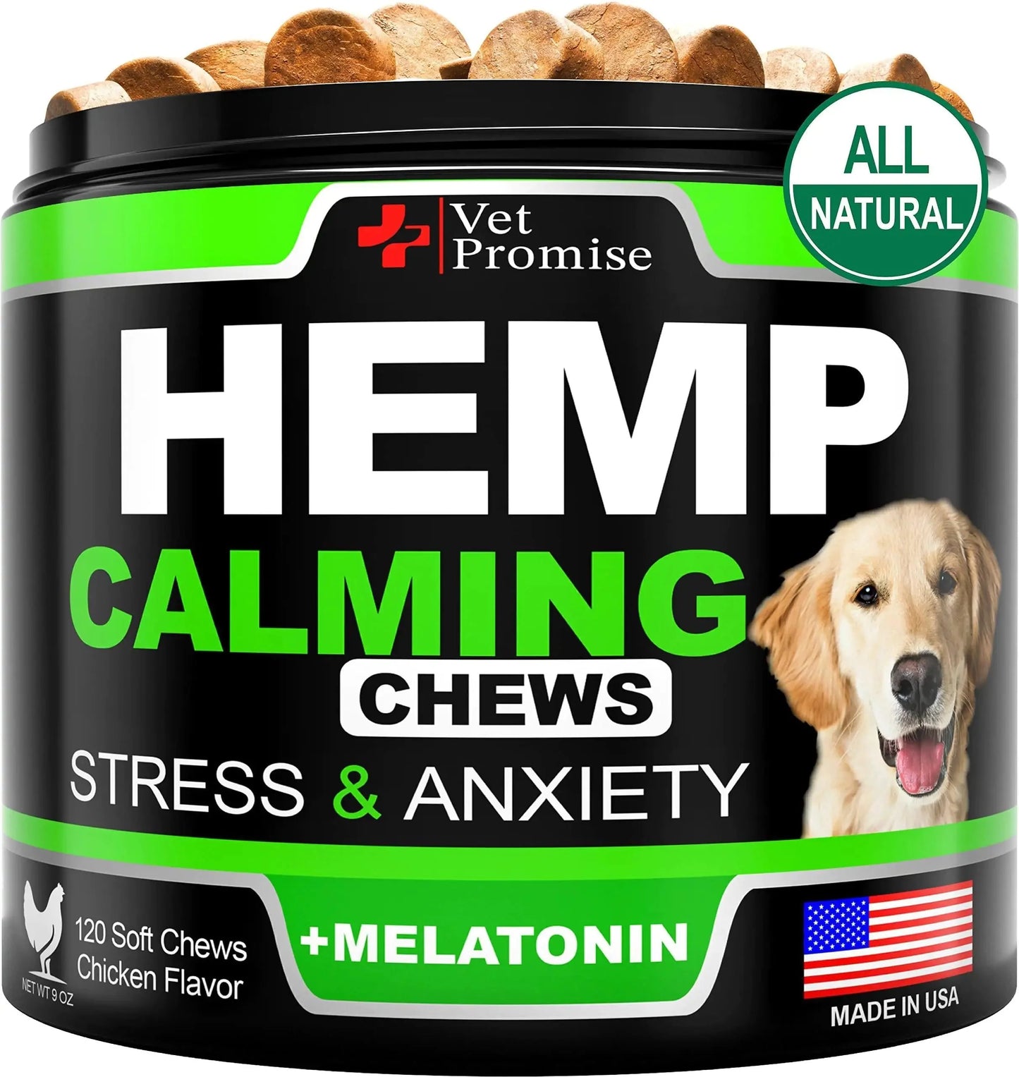 Hemp Calming Chews for Dogs Anxiety and Stress Dog Natural Calming 120 Treats Anti Spier