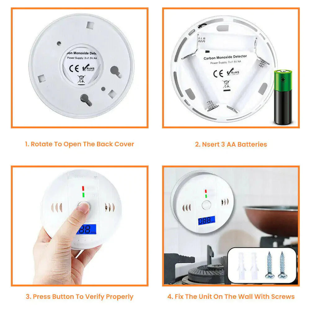 LCD Combination CO Carbon Monoxide Detector Anti Spier