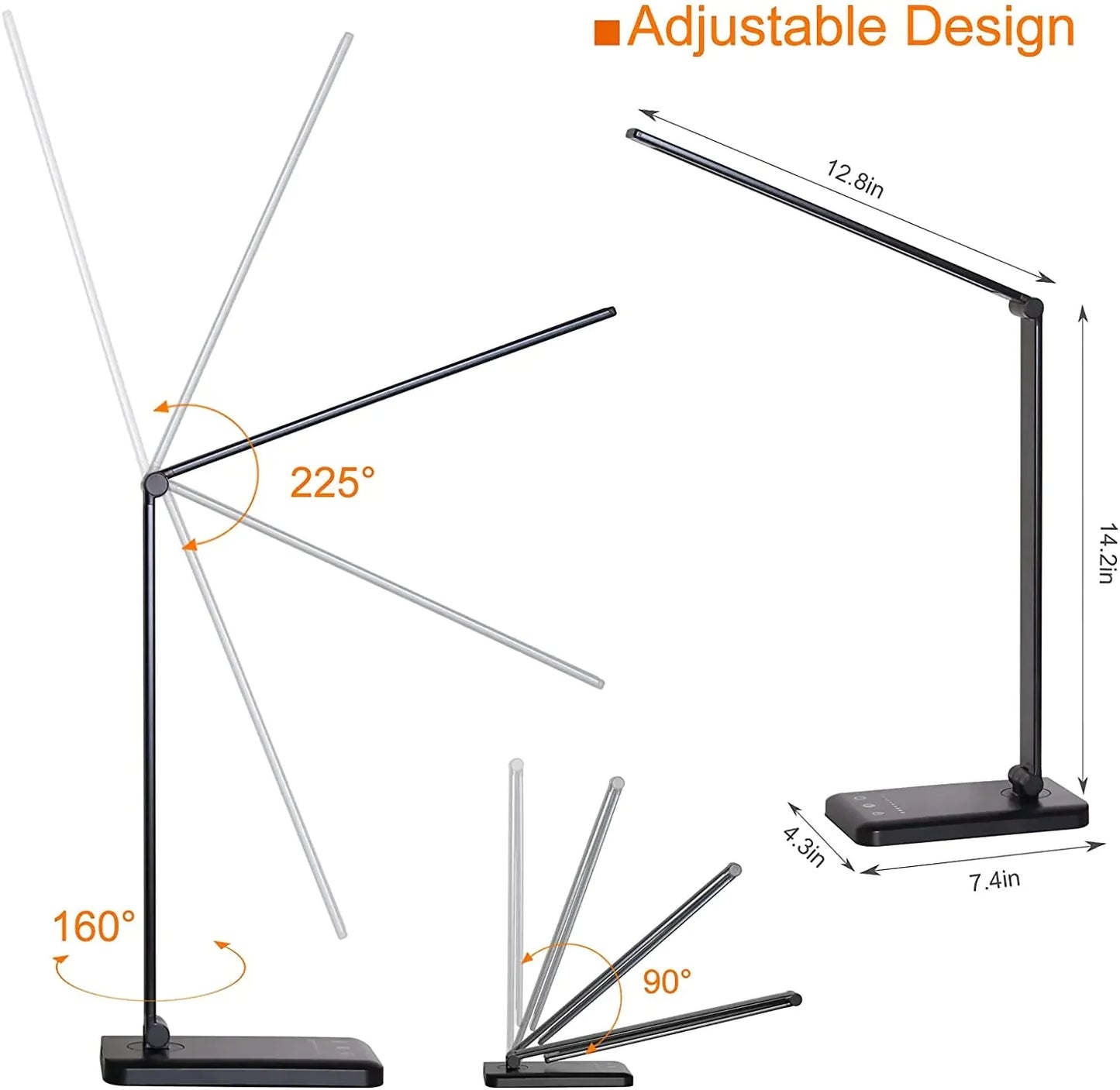 5 Lighting Mode LED Desk Lamp + Wireless Phone Charger Anti Spier