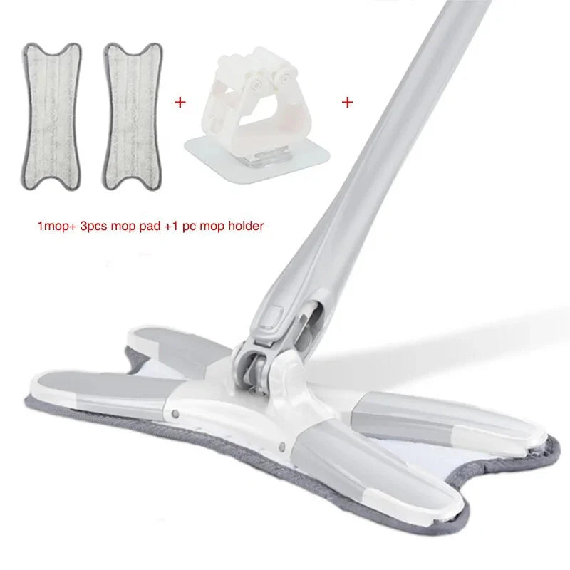 X-Type Floor Mop With 3 Pieces Reusable Microfiber Anti Spier