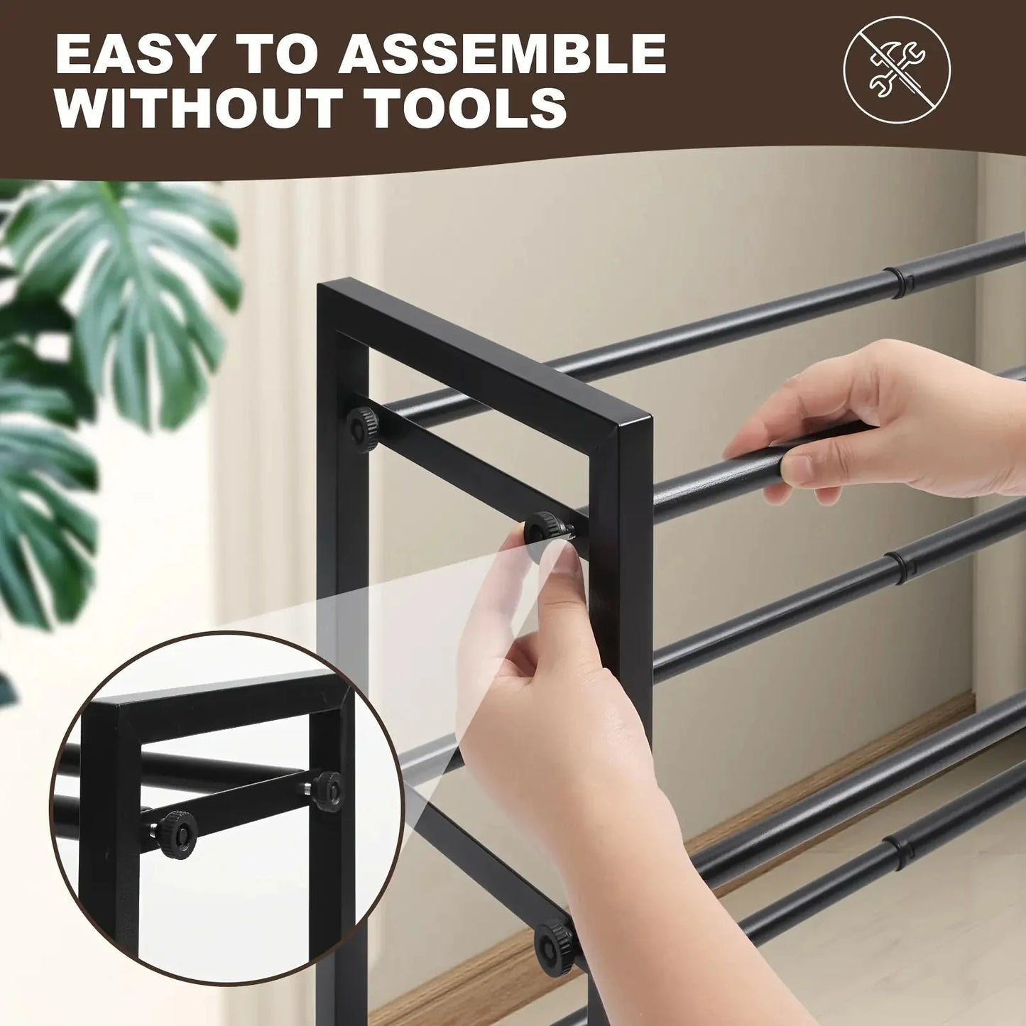 Expandable 3-Tier Metal Shoe Rack Anti Spier