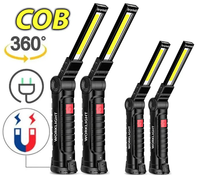 Rechargeable LED COB Work Light Mechanic Flashlight Lamp Magnetic Base Bright Anti Spier