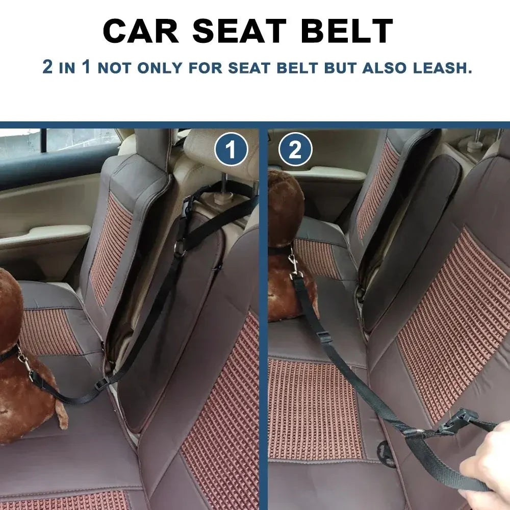 Pet Car Seat Belt & Harness Safety And Style Anti Spier