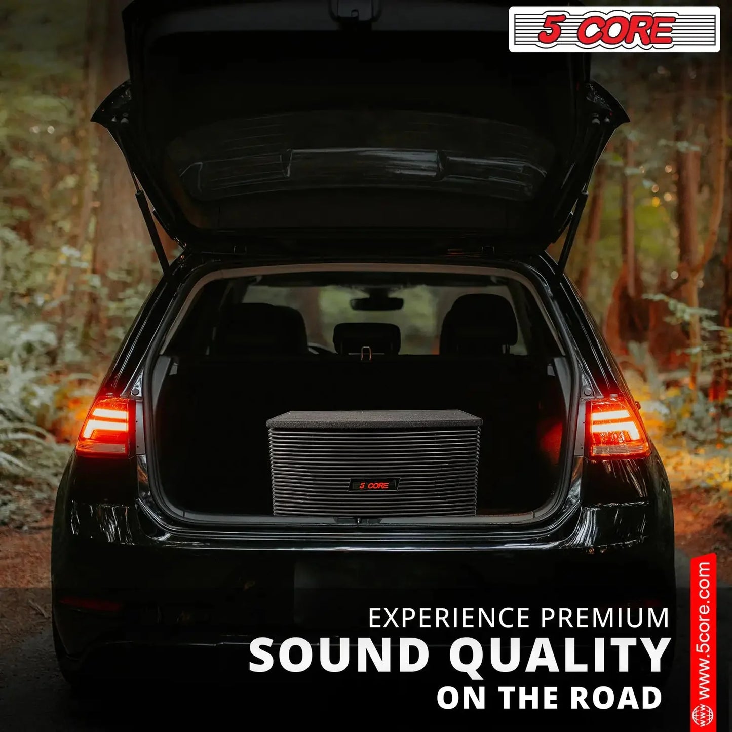 5Core Box Subwoofer for Car 1Pc Black 800W Peak Power 8 Inch Vented Trunk Speaker Woofer 8 Ohm Anti Spier