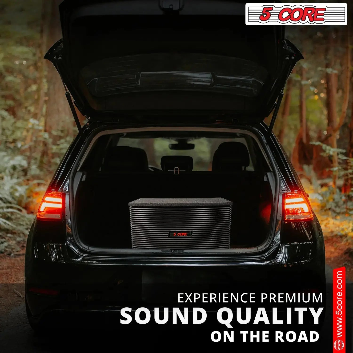 5Core Box Subwoofer for Car 1Pc Black 800W Peak Power 8 Inch Vented Trunk Speaker Woofer 8 Ohm Anti Spier