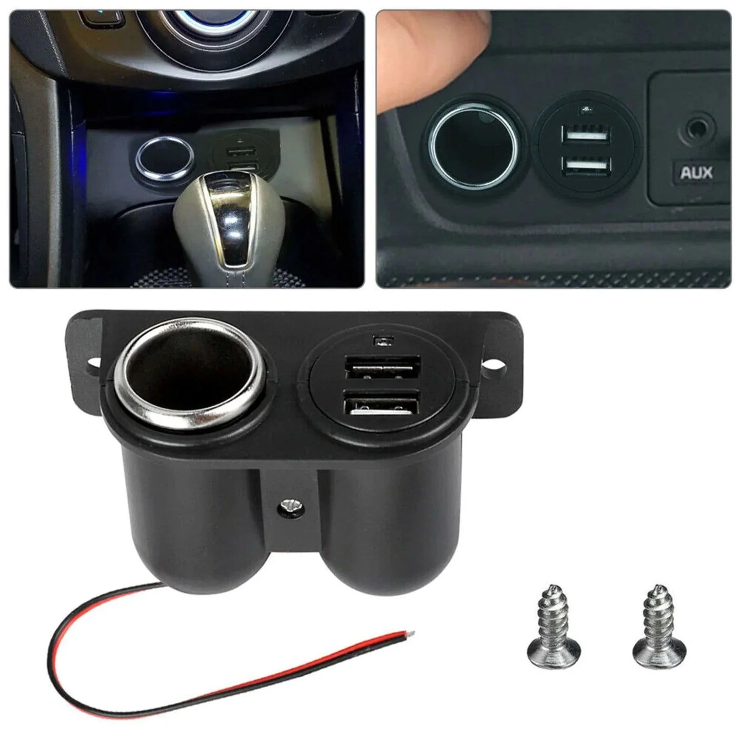 Car Cigarette Lighter Socket Splitter Dual USB Charger Power Adapter Outlet 12V Anti Spier