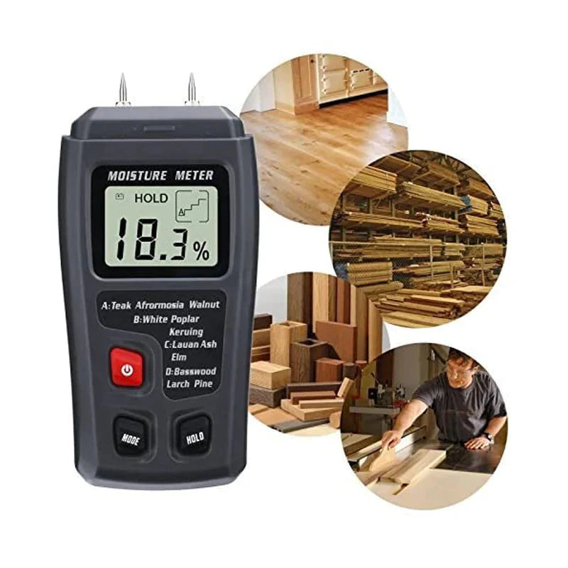 Digital LCD Wood Moisture Meter Detector Tester Wood Firewood Paper Cardboard Anti Spier