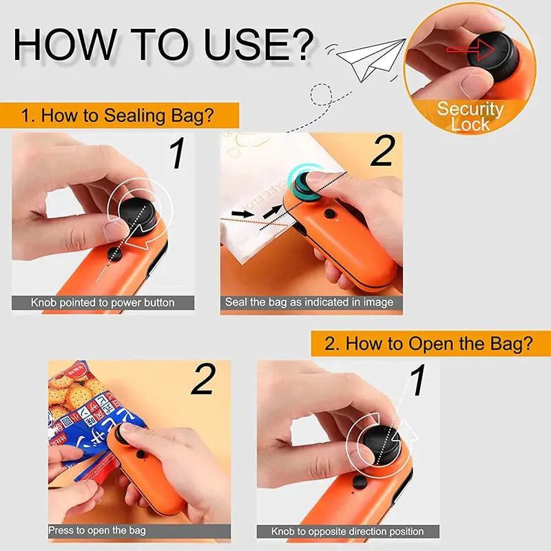 USB Mini Bag Sealer Cutter Anti Spier
