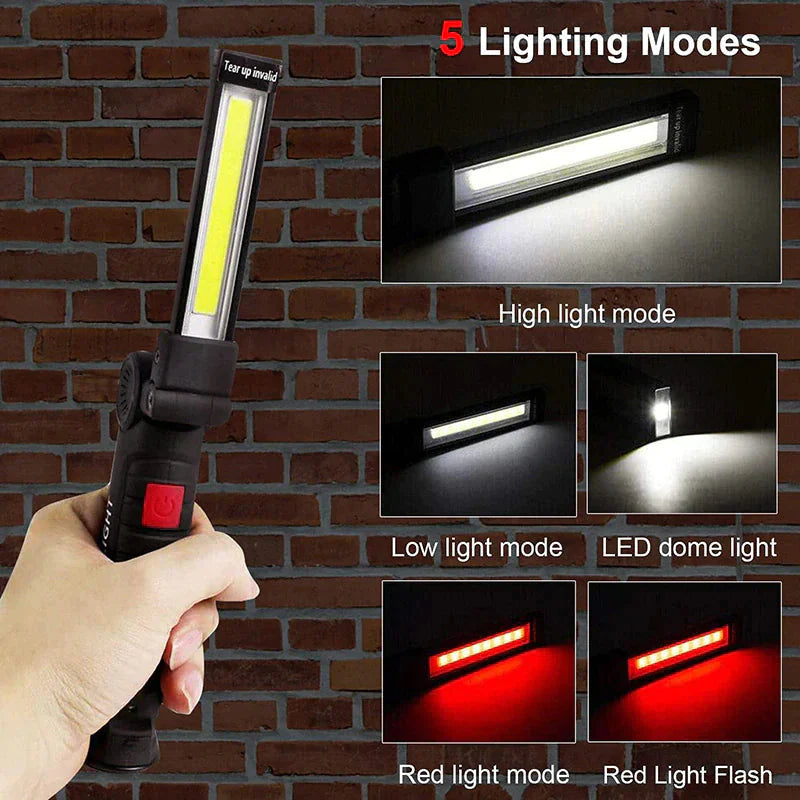 Rechargeable LED COB Work Light Mechanic Flashlight Lamp Magnetic Base Bright Anti Spier