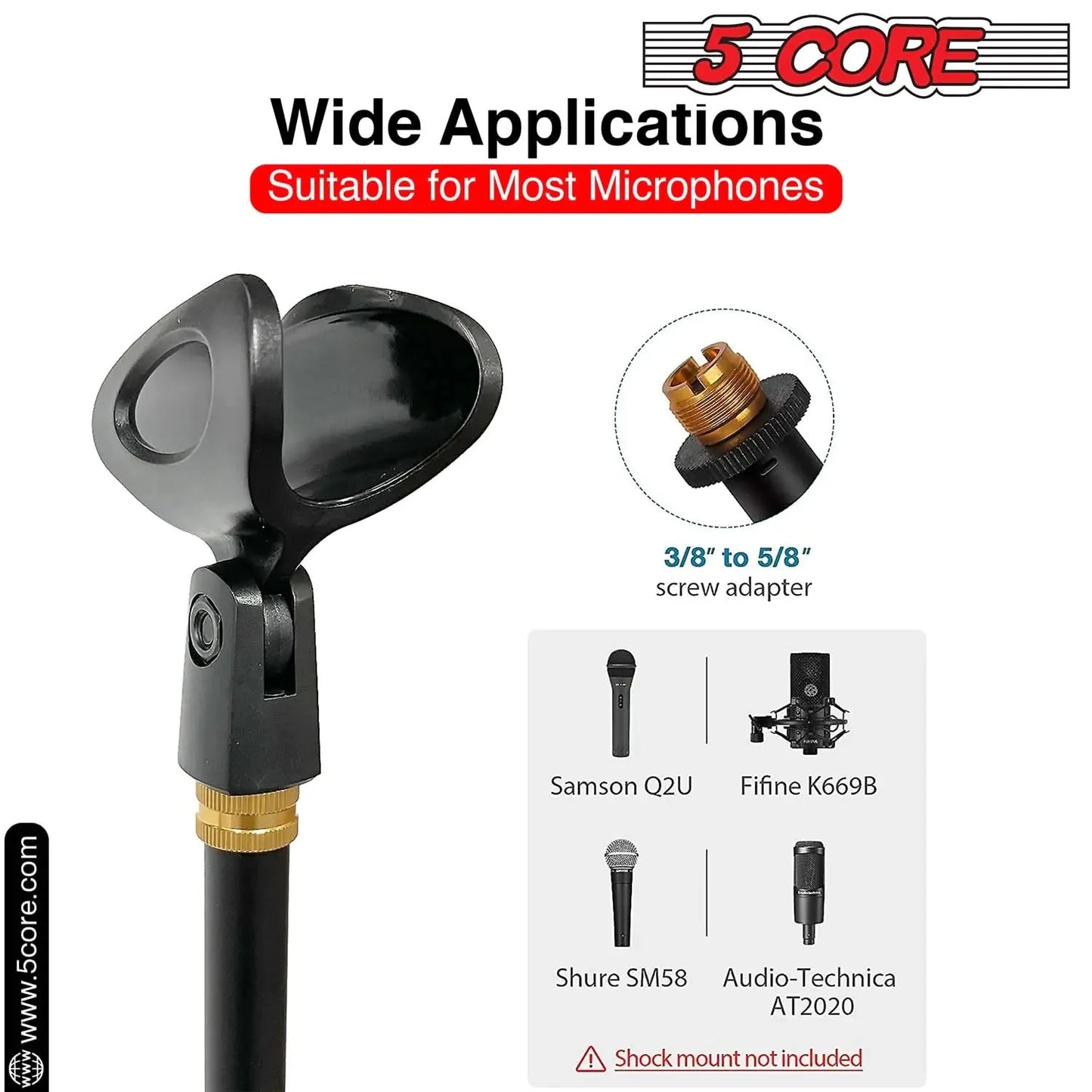 5 Core Mic Stand Round Base  Height Adjustable Universal Microphone Mount Stands Anti Spier