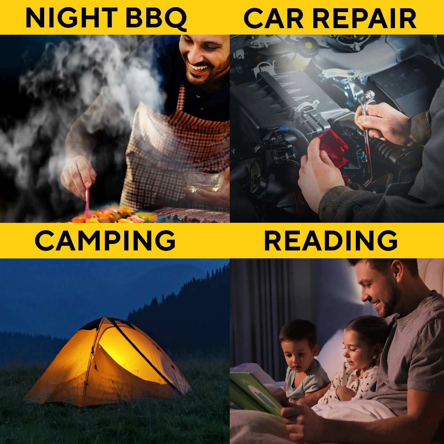 Flexible LED BBQ Grill Lights Set of 2 - The Perfect Grilling Accessories Light with 360-Degree Magnetic Base and Gooseneck - 100% Portable Anti Spier