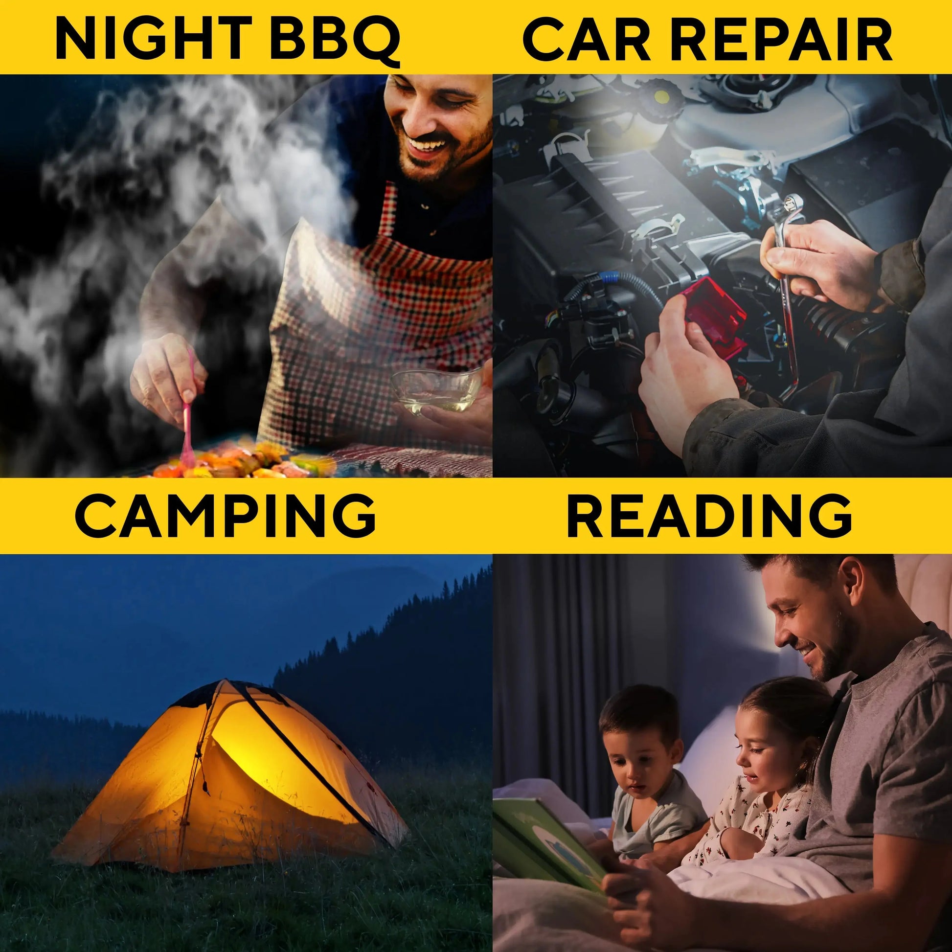 Flexible LED BBQ Grill Lights Set of 2 - The Perfect Grilling Accessories Light with 360-Degree Magnetic Base and Gooseneck - 100% Portable Anti Spier