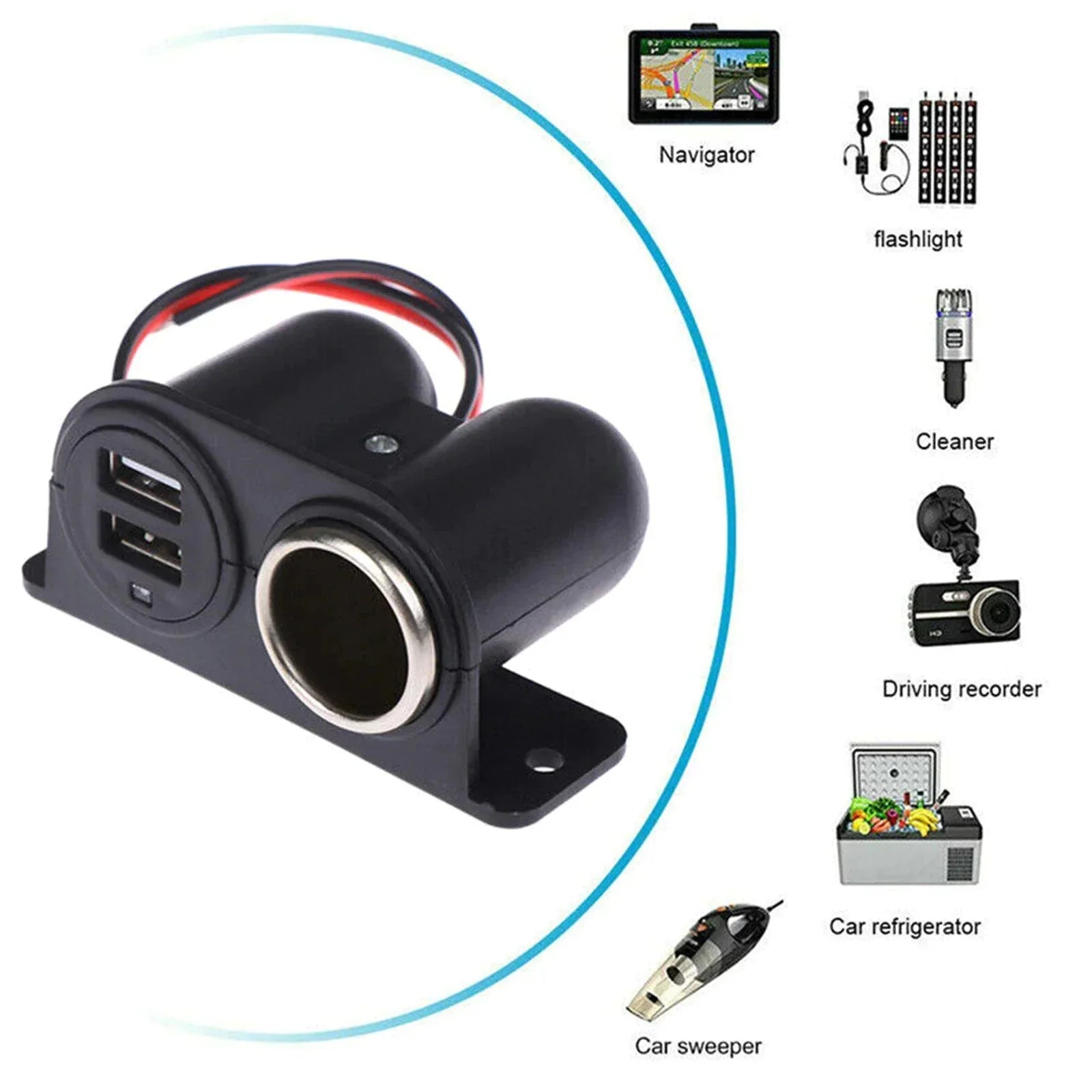 Car Cigarette Lighter Socket Splitter Dual USB Charger Power Adapter Outlet 12V Anti Spier