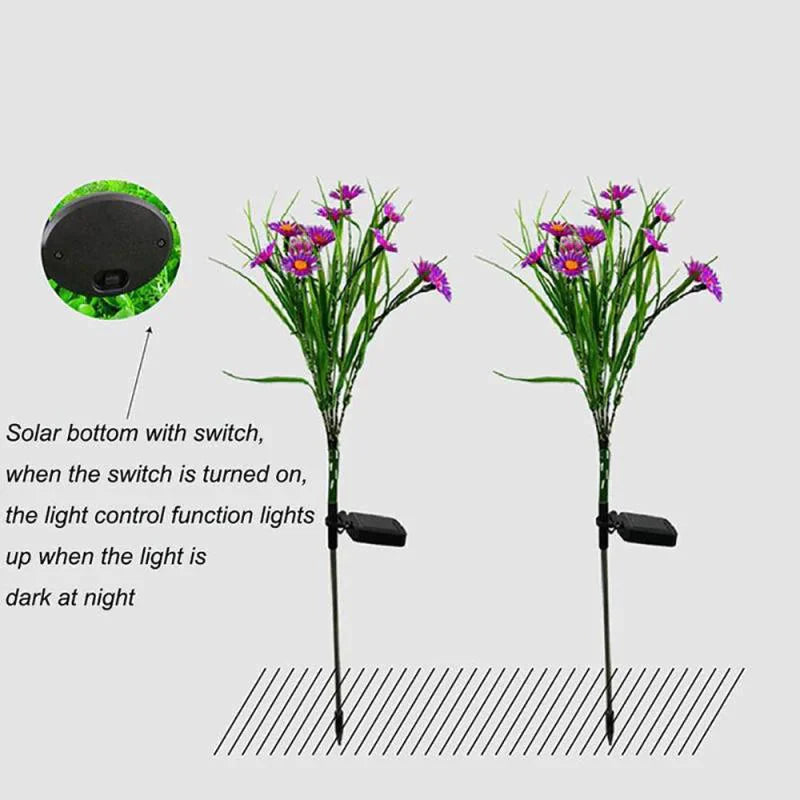 Solar Garden Lights LED Flower Stake Lamp Outdoor Yard Waterproof Patio Decor Anti Spier