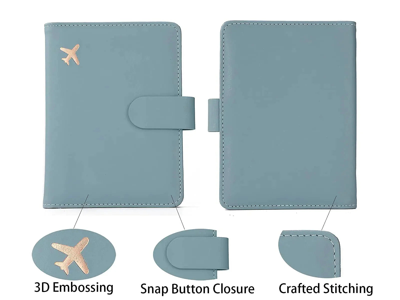 Melsbrinna Premium Leather Passport Holder Covers Case, Waterproof Rfid Blocking Travel Wallet Passport Holder with Pen Holder, Cute Passport Book for Women/Men Greyish green Anti Spier