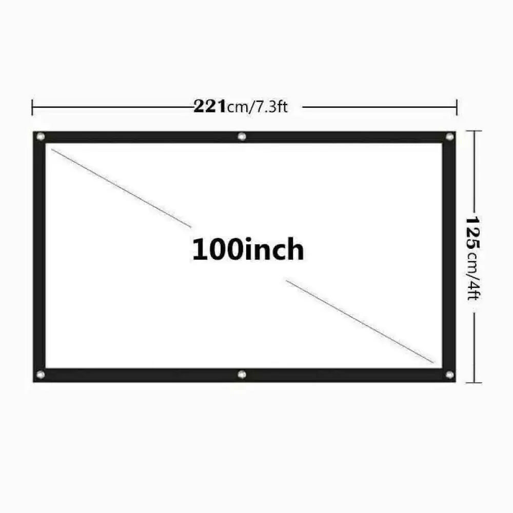 Portable Foldable Projector Screen 16:9 HD Outdoor Home Cinema Theater 3D Movie Anti Spier