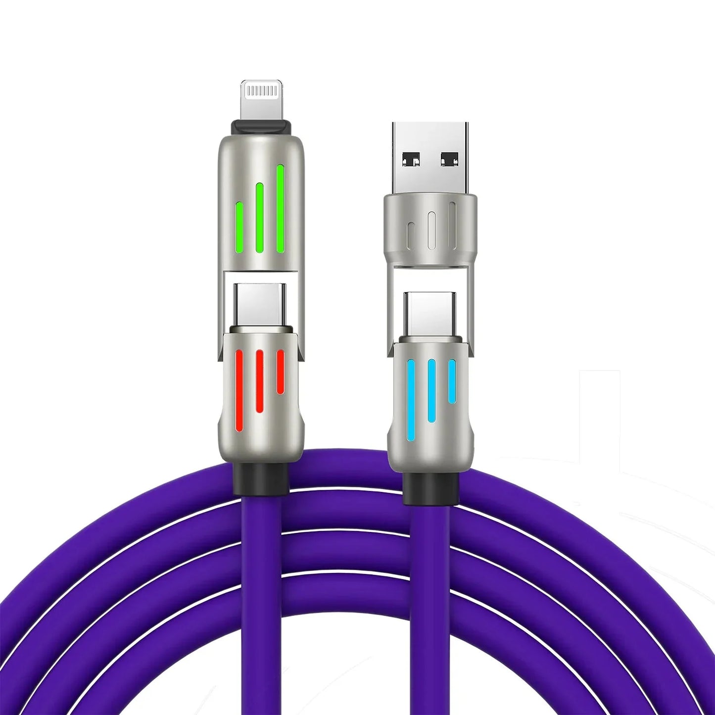Colorful Four-In-One Fast Charge Cord Anti Spier
